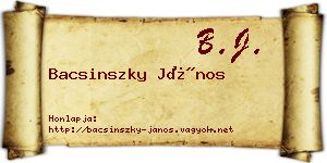Bacsinszky János névjegykártya