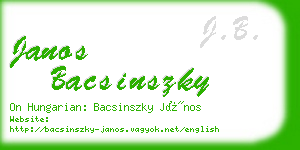 janos bacsinszky business card